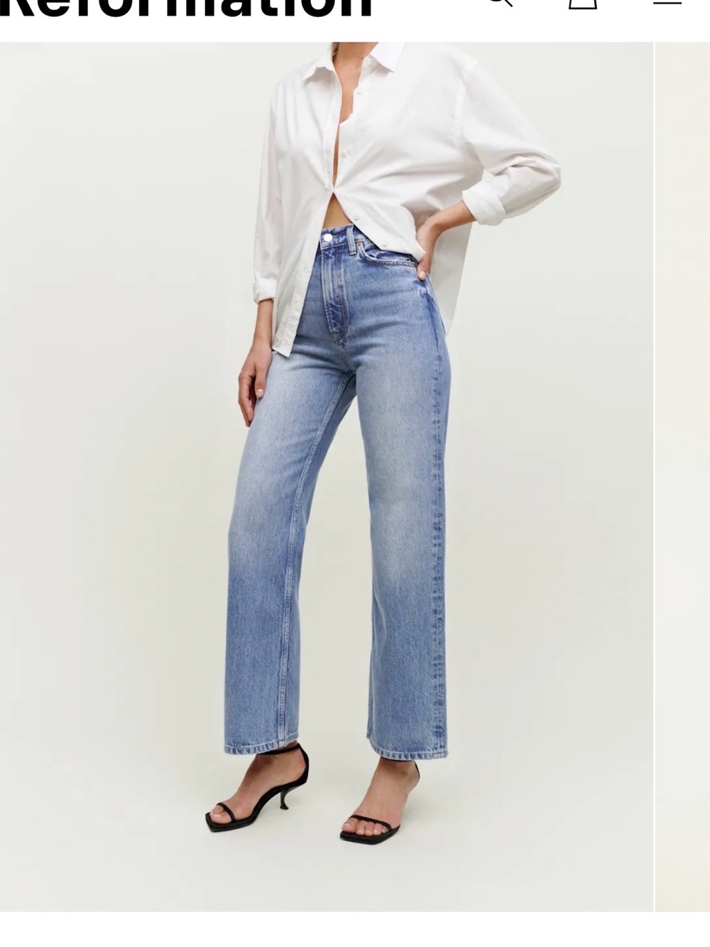 Reformation Straight Leg Jeans in Light Blue Wash